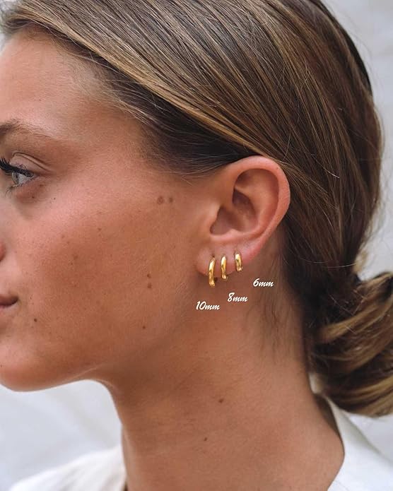 Minimalist Hoops for Women - 14K Gold Open Huggie Hoop Earrings, Hypoallergenic Tiny Hoops in Gold and Silver (Set of 1-5 Pairs)