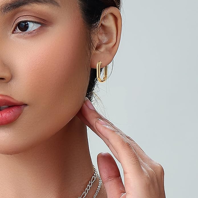 14K Gold Plated Hoop Earrings for Women, Hypoallergenic Chunky Gold Plating Hoop Earrings Multipack, Lightweight Twisted Huggie Hoops Earring Set Jewelry for Gifts