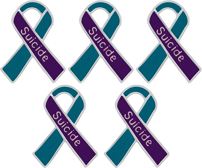 Suicide Awareness and Prevention Pin - Bulk Packs - Variety Pack of Teal & Purple Ribbon Pin Perfect for Support Groups, Gift-Giving and Fundraising