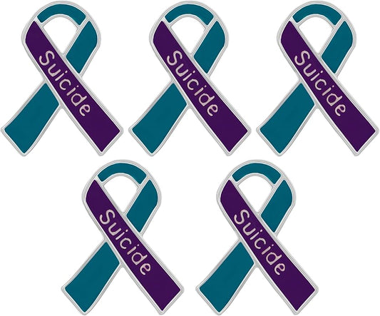 Suicide Awareness and Prevention Pin - Bulk Packs - Variety Pack of Teal & Purple Ribbon Pin Perfect for Support Groups, Gift-Giving and Fundraising