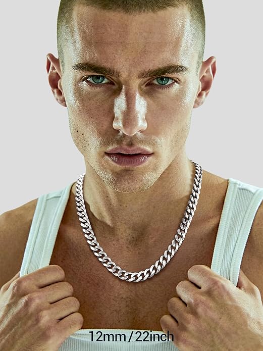 PROSTEEL Miami Cuban Link Chain for Men, 18K Gold/Black/Stainless Steel Necklace,6mm/9mm/12mm Width, Upgrade Clasp & Durable Chain for Mens Womens Jewelry,18"-30",with Gift Box
