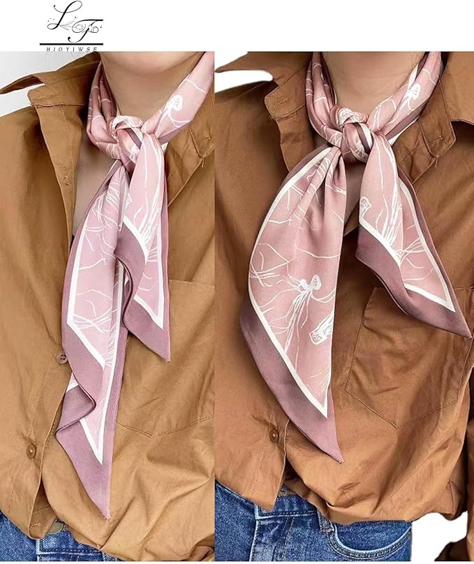 Hioyiwse Head Scarf Hair Neck Scarves For Women Purse Bag Scarfs For Handbags Silky Long Thin Satin Headscarf Fashion