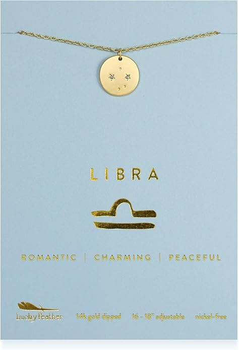 Lucky Feather Zodiac necklaces for women | Scorpio 14K Gold-Plated Astrology Pendant for Girls | Horoscope Sign Zodiac gift | Great Christmas Stocking Stuffer | Trendy Birthday Jewelry Gift | 16” - 18”