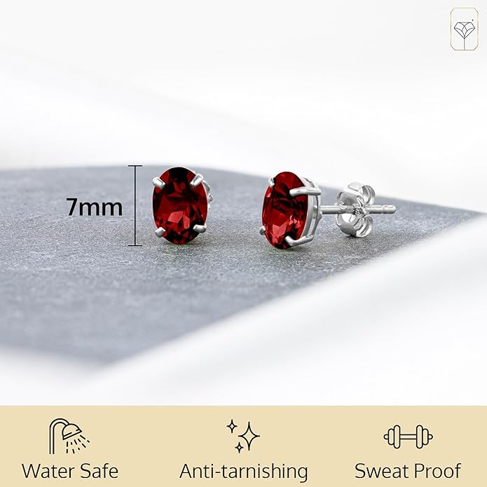 14k Gold Oval Stud Earrings for Women with Push Backs | 7x5mm Gemstone Birthstone Earrings | Real 14 Karat Gold Earrings Studs | Hypoallergenic Gemstone Stud Earrings for Women by MAX + STONE