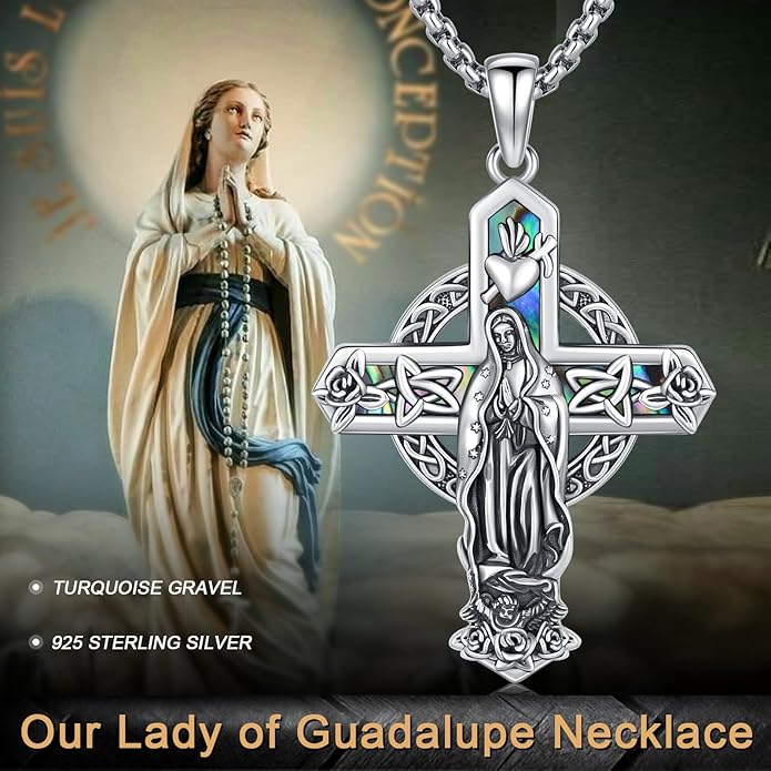 Midir&Etain Cross Necklace 925 Sterling Silver Celtic Christian Pendant Religious Protection Jewelry for Women Men