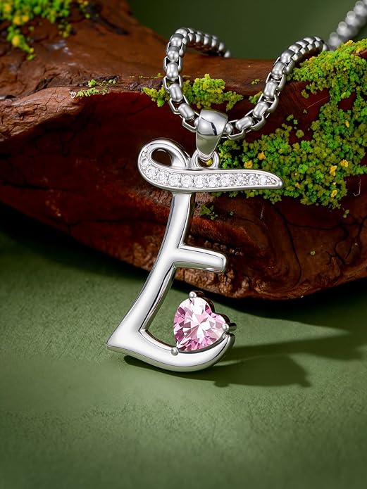 Christmas Gifts for Women Alphabet A to Z Initial Birthstone Pendant Necklaces for Women - 18k White Gold Plated Personalized Name Jewelry Valentine Mothers Day Birthday Gifts for Women Her Girlfriend