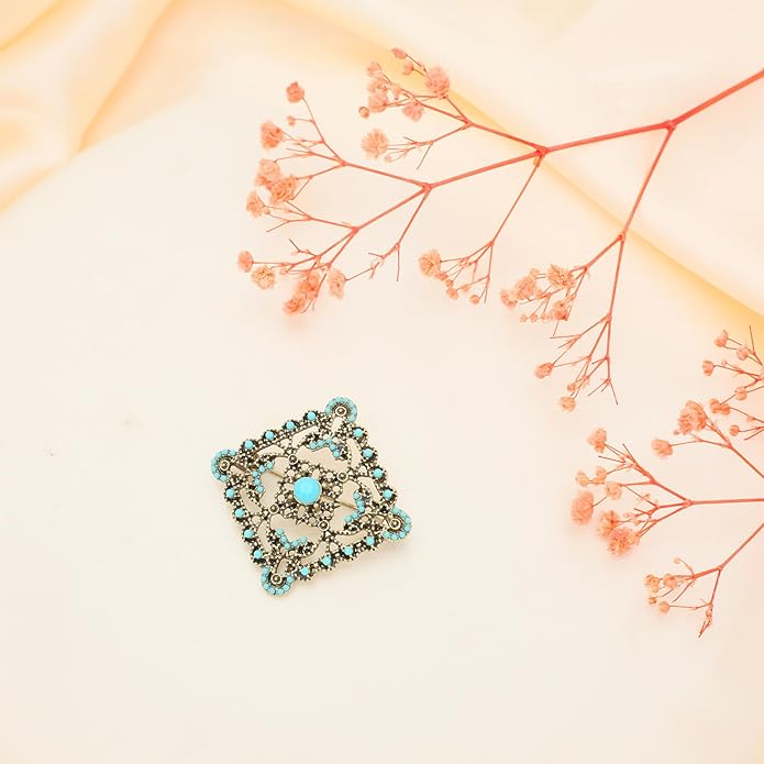 Turquoise West Cowboy Oval Tear Drop Brooch Pin for Women Retro Brooches Pins Classic Fashion Jewelry Accessories Gift