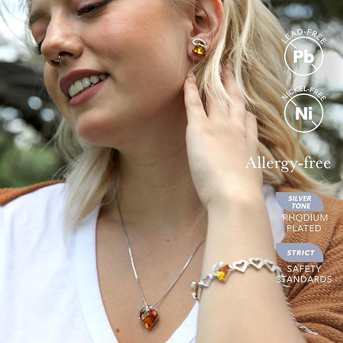 Earrings for Women, Mothers Day Gift for Mom, Heart Birthstone Crystal Stud Earring, Silver Plated Birthday Jewelry