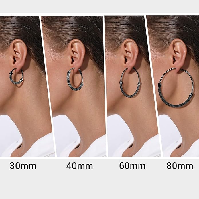 PROSTEEL 30/40/60/80/100mm Chunky Hoop Earrings For Women Gold Plated/Black Stainless Steel Hoops Earrings Statement Jewelry