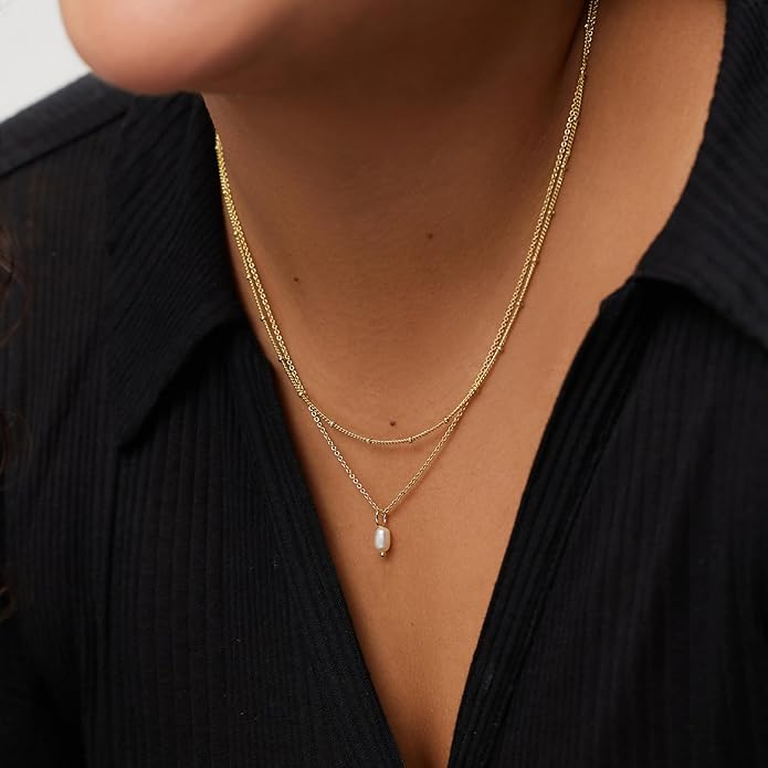 Ana Luisa Layered Necklaces for Women - Chic 14K Gold Plated Chains with Two Separate Necklaces for a Layered Look - Trendy Charm Necklace - Hypoallergenic & Tarnish-Free, Dainty Gold Chain Necklace