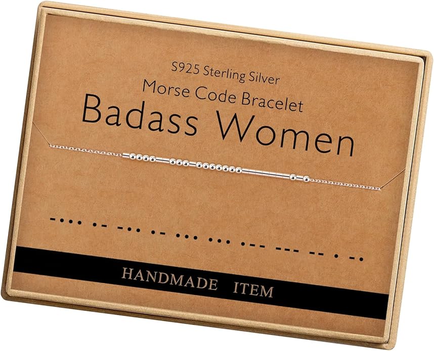 Monily Inspirational Gifts for Women Morse Code Bracelets for Women Funny Bracelet for Friend Funny Gift for Women Sterling Silver Bracelet for Women