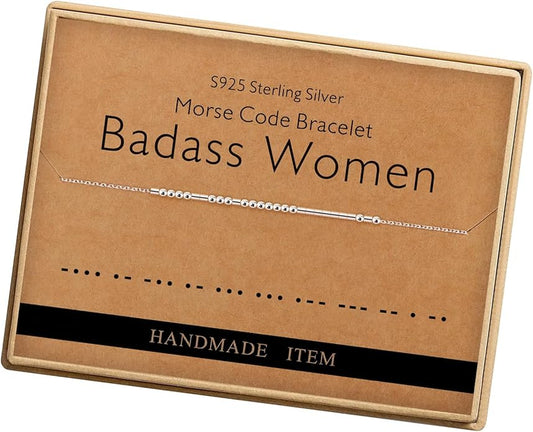 Monily Inspirational Gifts for Women Morse Code Bracelets for Women Funny Bracelet for Friend Funny Gift for Women Sterling Silver Bracelet for Women