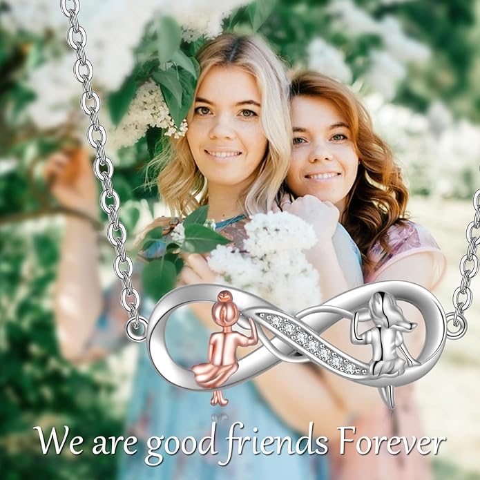 AOBOCO Gifts for Sister 2 3 Sisters Necklace for Women Sterling Silver Sister Crystal Pendant Jewelry Birthday Christmas Gifts for Friend Female Friendship Lasts Forever