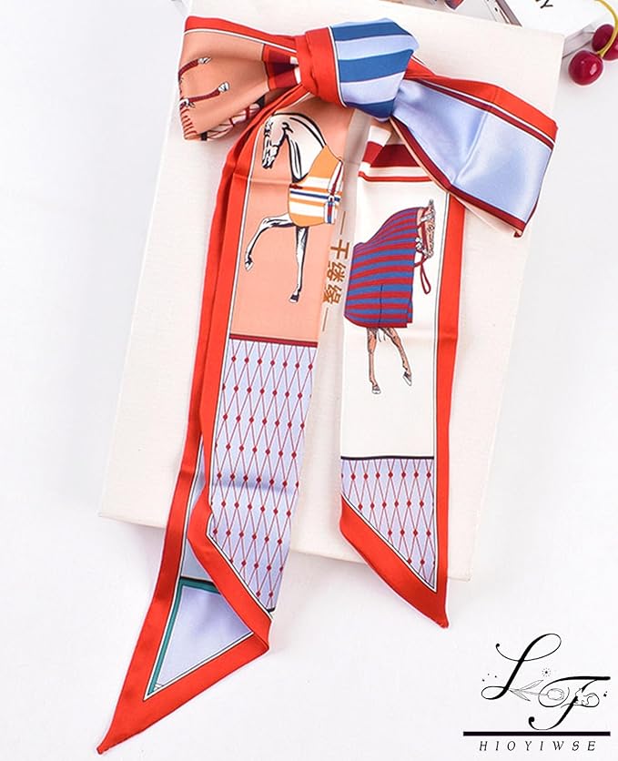 Hioyiwse Head Scarf Hair Neck Scarves For Women Purse Bag Scarfs For Handbags Silky Long Thin Satin Headscarf Fashion