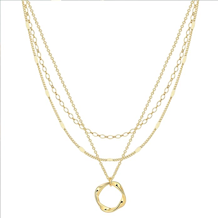 Gold/Silver Layered Necklaces for Women,Dainty 14k Gold Plated Stackable Choker Necklaces for Women,Trendy Layering Coin Chain Pendant Jewelry Set Gifts