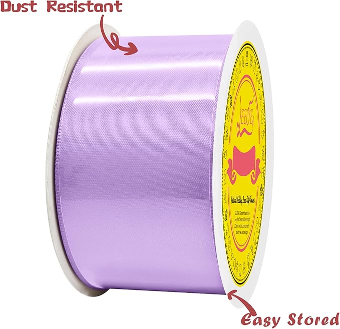 LEEQE Double Face Light Purple Satin Ribbon 2 inch X 25 Yards for Gift Wrapping Very Suitable for Weddings Party Hair Bow Invitation Decorations and More