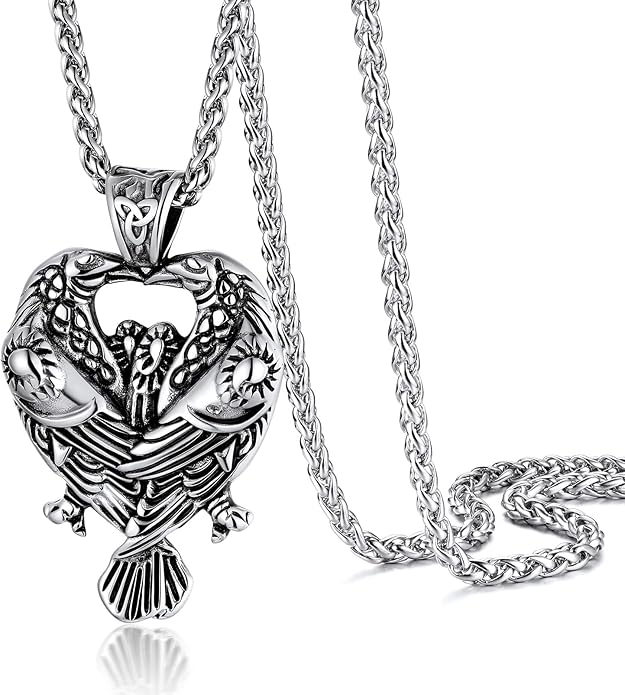PROSTEEL Norse Viking Jewelry for Men Women, Vintage Thor Hammer/Thor Axe/Raven/Odin Necklace, 316L Stainless Steel Pendant Chain, Come with Box
