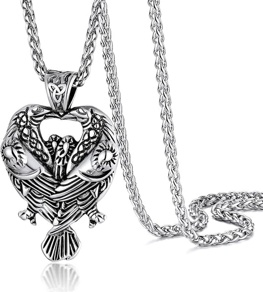 PROSTEEL Norse Viking Jewelry for Men Women, Vintage Thor Hammer/Thor Axe/Raven/Odin Necklace, 316L Stainless Steel Pendant Chain, Come with Box