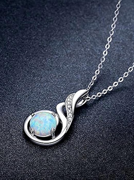 TANGPOET Birthstone Gemstone Necklaces for Women 925 Sterling Silver Dainty Pendant Jewelry Valentines Mothers Day Christmas Birthday Gifts for Mom Girlfriend Wife Daughter