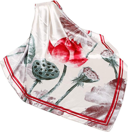 Wander Agio Silk Feeling Head Scarf Womens Fashion Printing Scarves Pattern Square Satin Face Headscarf