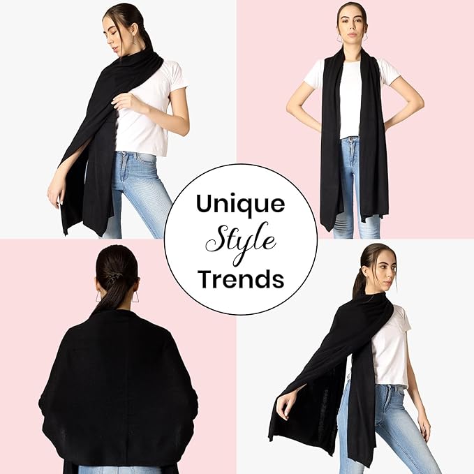 ROSERA Cashmere 100% Cashmere Knitted Wrap Pashmina Shawl Extra Large Scarf Stole for Women Travel