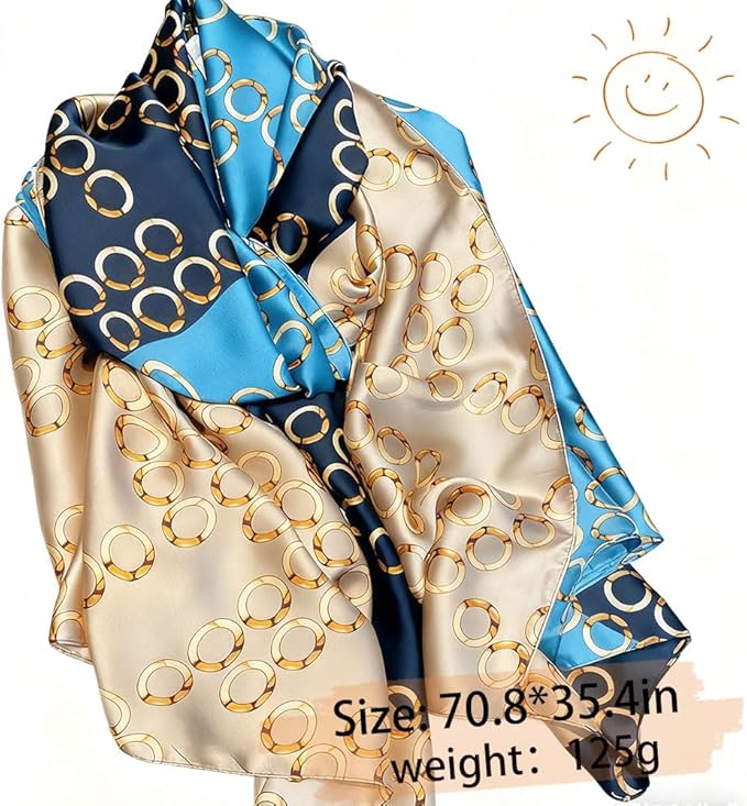 Clysoru Silk Scarf For Women Hair Scarves Lightweight Satin Elegant Shawl Wraps Bufanda Mujer Fashion Accessories 70.8"X35.4"