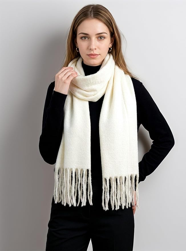 Achillea Warm Cashmere-Feel Winter Scarf – Thick Pashmina Shawl Wrap for Cold Weather
