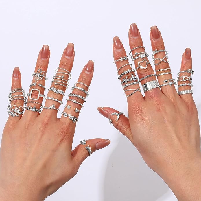 CHICUTIE Gold Knuckle Rings Set For Women Stackable Joint Finger Midi Rings Dainty Cubic Crystal Zirconia Simple Hollow Twist Cute Rings Pack Jewelry Gift