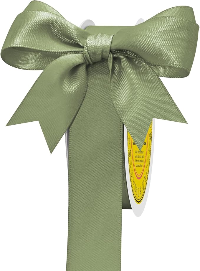 LEEQE Double Face Spring Moss Satin Ribbon 7/8 inch X 25 Yards Polyester Spring Moss Ribbon for Gift Wrapping Very Suitable for Weddings Party Hair Bow Invitation Decorations and More