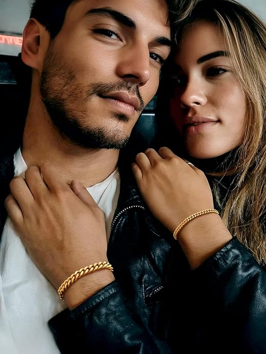 FaithHeart Mens Stainless Steel Cuban Link Bracelet - 5/7/9/12mm Width 7.5"/8.3"/9" Black/Silver/Gold Plated Heavy Duty Wrist Chain Bracelet Hip Hop Jewelry Birthday Gifts for Him