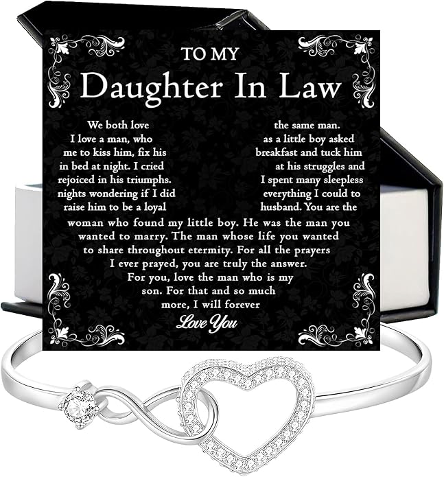 To My Beautiful Daughter In Law Bracelet From Mother-In-Law, Daughter In Law Birthday Gifts, Infinity Star Heart Bracelet For Her With Heartfelt Message Card & Elegant Box, Bonus Daughters Bracelets