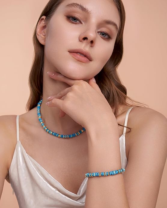 Colorful 18K Gold Plated Bracelets for Women, Stack Bangle Beaded Stone Jewelry Accessories Set for Woman, Trendy Fashion Jewelry Gifts