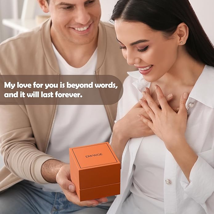 DWWGE Rose Heart Pendant Necklace Gifts for Wife, Engraved 'I love you' Gift for Wife Girlfriend, Anniversary Birthday Eternity Jewelry Present for Women, Moissanite Necklace Gift for Her