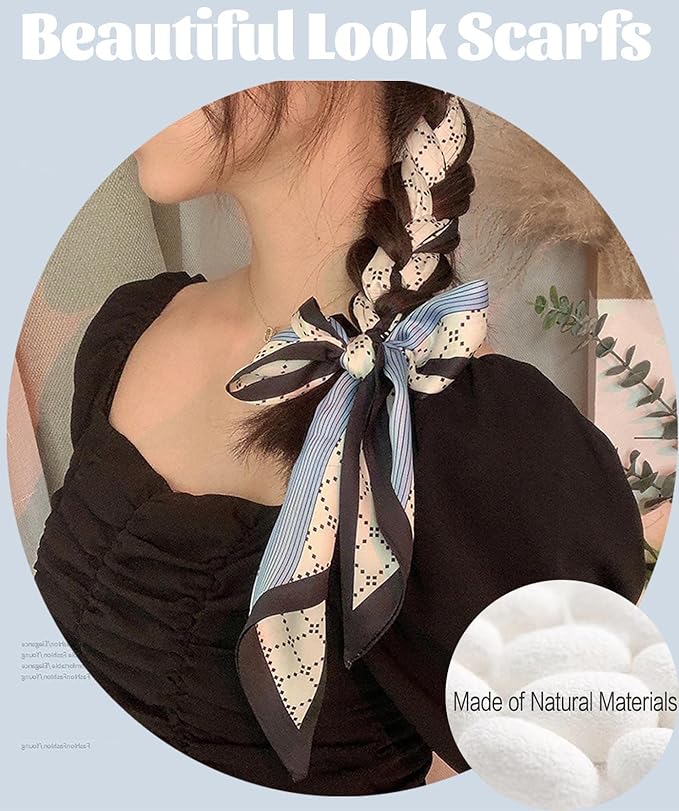 kcctoo 59" Mulberry Silk Like Head Scarf Women's Fashion Square Neck Satin Scarfs for Bag Hair Scarves Gift 59 * 5.9”