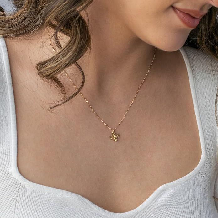 Gold Necklace for Women-14K Gold Plated Bow,Dragon,Shell, Palm Tree, Seahorse, Conch Shell,Sardines, Cowboy Boot,Bat,Bunny Pendant Beachy Jewelry for Women Gifts