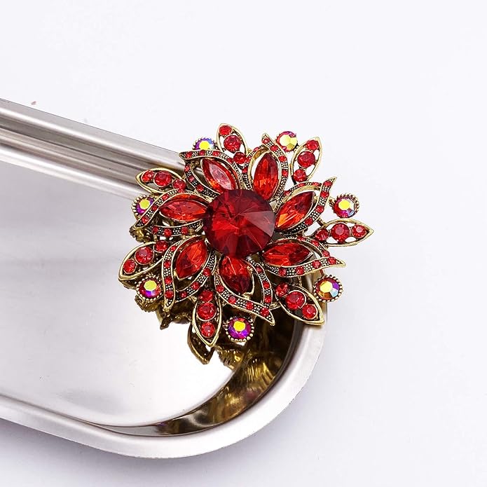 LAXPICOL Vintage Women's Austrian Crystal Elegant Flower Brooch Wedding Broach Pin