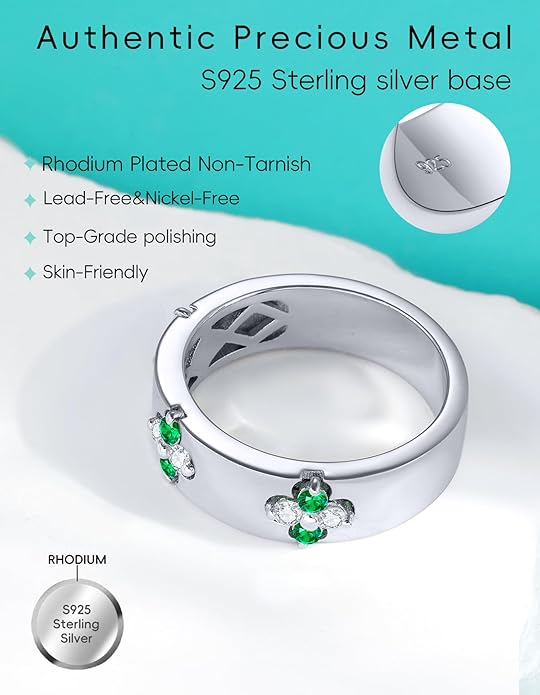 Premium Emerald&Moissanite Clover Rings for Lucky Women|Moissanite D Color VVS1 Clarity 3EX Cut|925 Sterling Silver 14K Gold Plated Non Tarnish