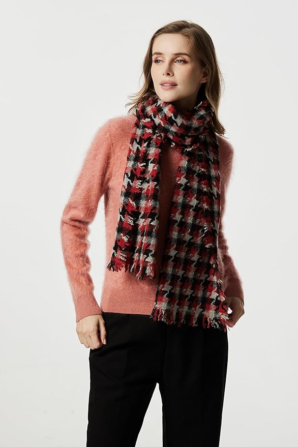 EURKEA 100% Cashmere 2025 Winter Scarf for Women Fringed Edges Warm & Soft Lightweight Solid/Plaid/Two-Tone Free Size