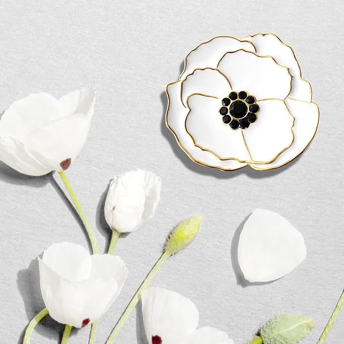 Poppy Flower Brooch - Memorial Day Veterans Day Armistice Day Pins - Remembrance Jewelry Gift Flower Pin for Women Mom Stepmother Grandma