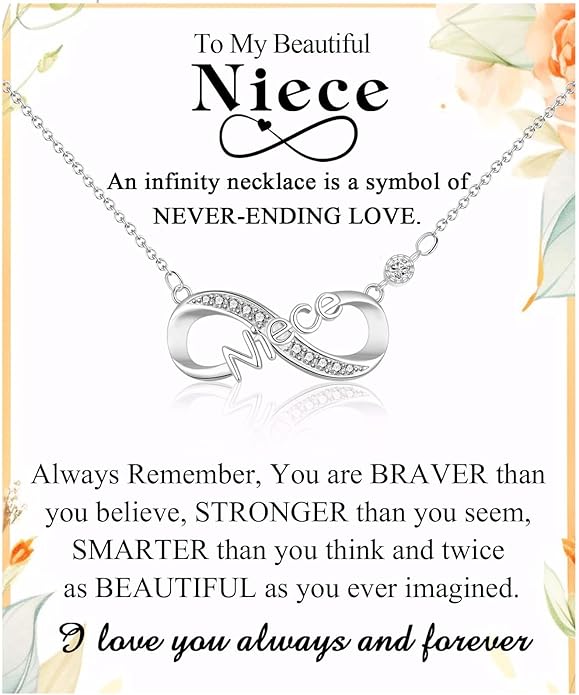 Infinity Mom Grandma Nana Sister Aunt Daughter Auntie Granddaughter Niece Necklace Gifts, Christmas Birthday Valentines Day Mothers Day Easter Graduation Back to School Gifts Stocking Stuffers Presents for Women Girls Her
