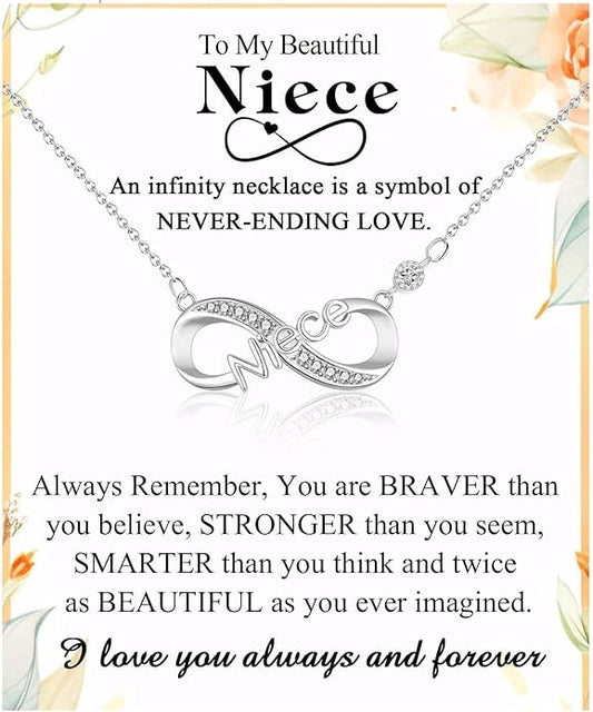 Infinity Mom Grandma Nana Sister Aunt Daughter Auntie Granddaughter Niece Necklace Gifts, Christmas Birthday Valentines Day Mothers Day Easter Graduation Back to School Gifts Stocking Stuffers Presents for Women Girls Her