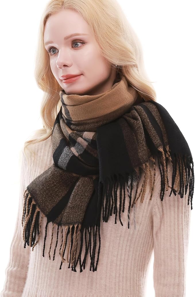 RIIQIICHY Plaid Scarf for Women Fall Winter Pashmina Scarves Wraps for Cold Weather Warm Large
