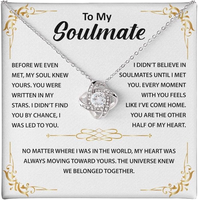 To My Beautiful Soulmate Necklace Romantic Gift for Girlfriend Wife With Message Card & Gift Box, Perfect for Anniversary Birthday Christmas or Valentine’s Day