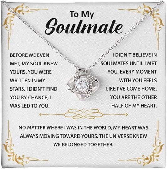 To My Beautiful Soulmate Necklace Romantic Gift for Girlfriend Wife With Message Card & Gift Box, Perfect for Anniversary Birthday Christmas or Valentine’s Day