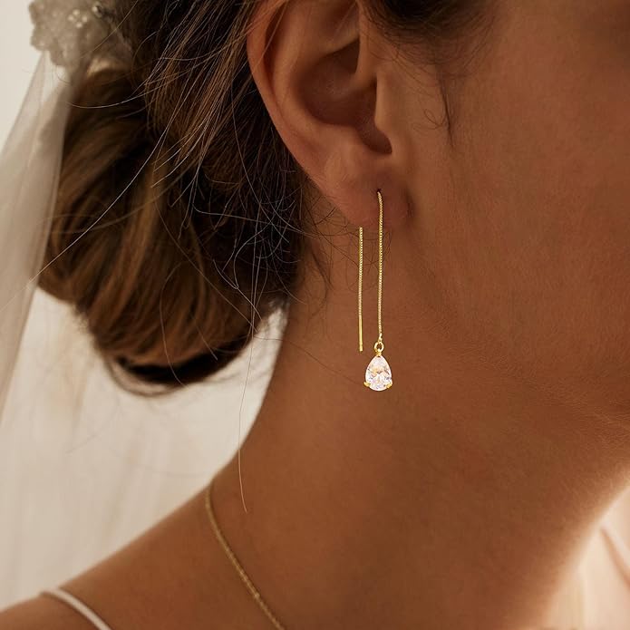Gold Earrings for Women Trendy, Simple Dainty 14K Gold Plated Paperclip Square Chain Link Dangle Hoops Earrings Pin Stud Huggie Earrings Lightweight Hypoallergenic Minimalist Aesthetic Gold Jewelry for Christmas Gifts