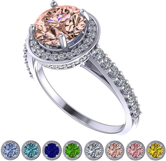 NANA Jewels Sterling Silver Engagement Rings for Women - Choose Simulated Morganite, Citrine, Aquamarine & More