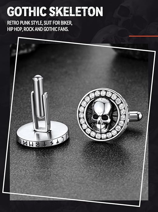 FaithHeart Mens Cufflinks, Norse Viking Tuxedo Shirt Cuff Links, Stainless Steel Cuff Links and Shirt Studs, Gift Box