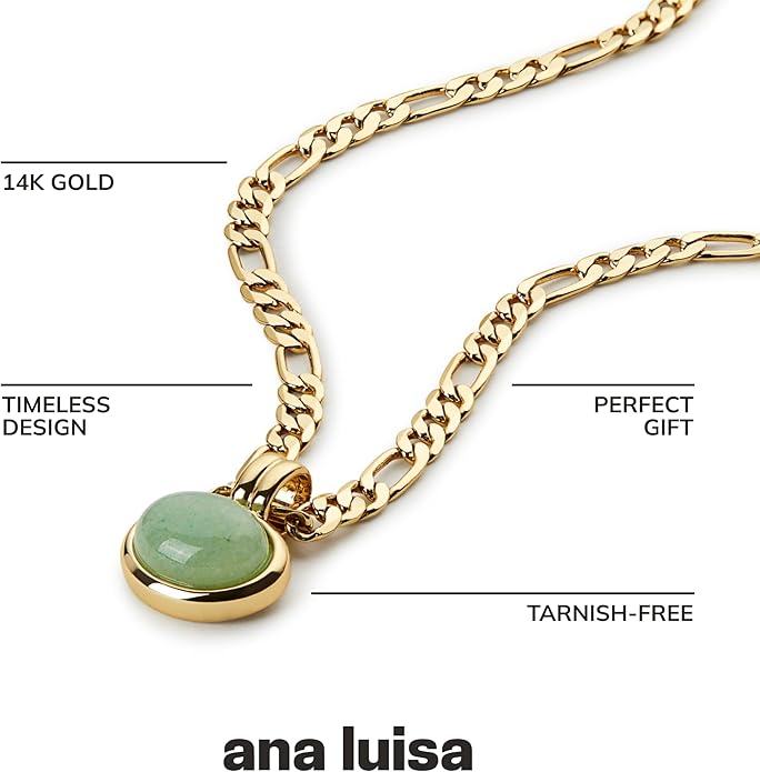 Ana Luisa Pendant Necklaces for Women - 14K Gold Plated and Silver Rhodium Necklace - Pearl, Heart, Circle, Moonstone, Gemstone, Knot Charm Styles - Hypoallergenic, Dainty, Trendy Layering Necklaces