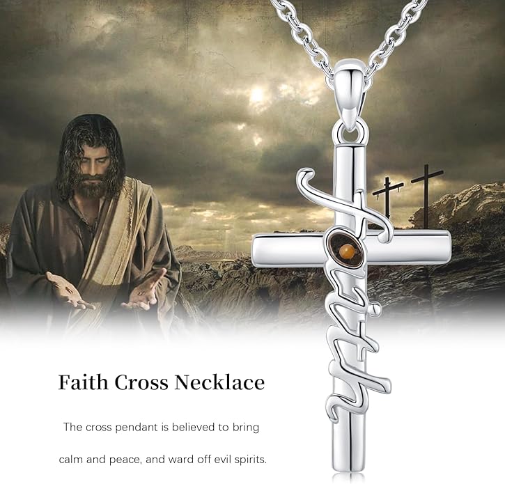Midir&Etain Cross Necklace 925 Sterling Silver Celtic Christian Pendant Religious Protection Jewelry for Women Men