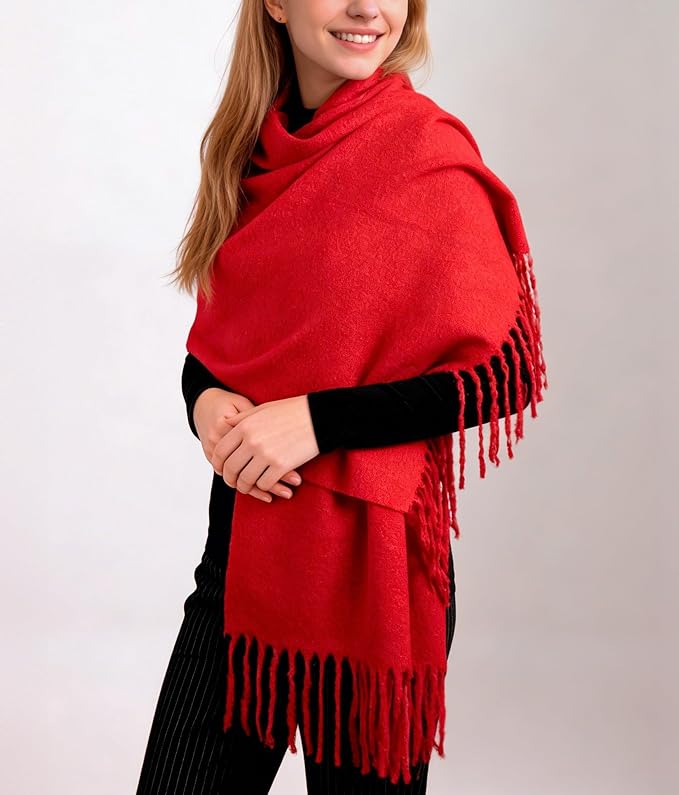 Achillea Warm Cashmere-Feel Winter Scarf – Thick Pashmina Shawl Wrap for Cold Weather